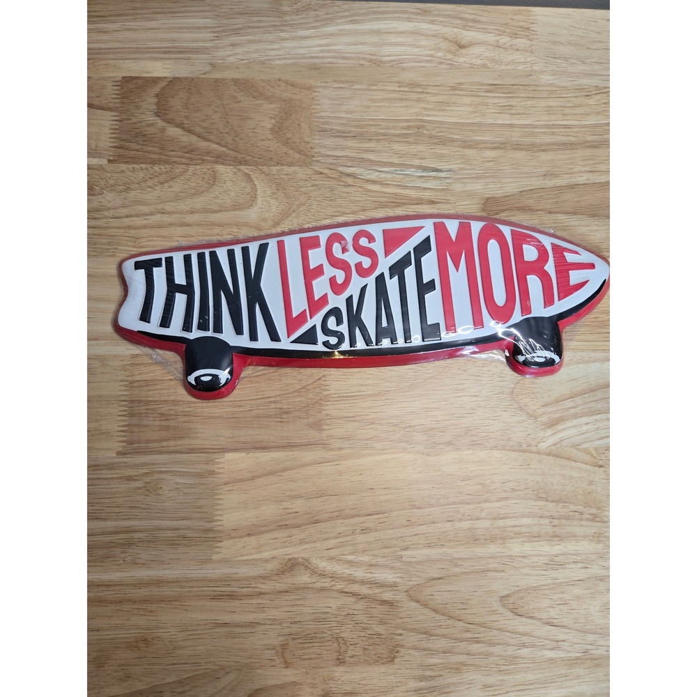 Open Road Brands Think Less Skate More Metal Skateboard Wall Sign Red Black